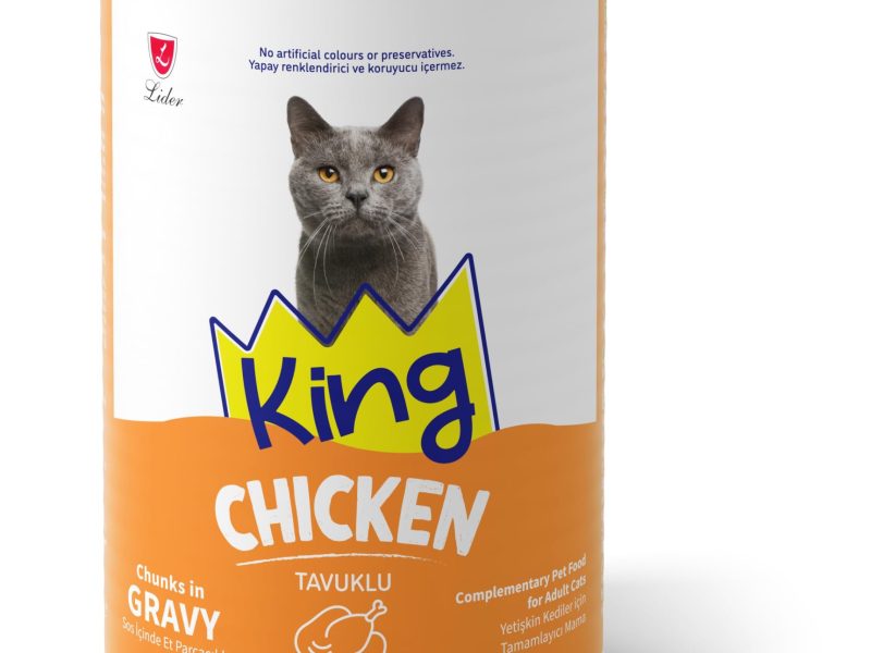 🚨 King Sos İçinde Et Parçacıklı Tavuklu Yetişkin Kedi Konserve Maması 400g
