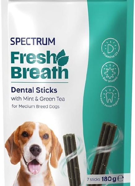 🚨 Spectrum Fresh Breath Orta Irk Yetişkin Köpekler için Naneli Diş Çubukları 180 Gram