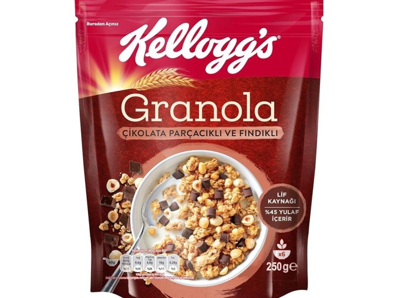 🛍️ Kellogg’s Granola Çikolata Parçacıklı ve Fındıklı 250 Gr,%45 Yulaf içerir,Lif Kaynağı, Belçika Çikolata Parçaları,Antioksidan içerir,Kahvaltılık Gevrek,Müsli — %33 İndirim