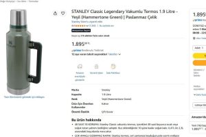 STANLEY Classic Legendary Vakumlu Termos 1.9 Litre – Yeşil (Hammertone Green) | Paslanmaz Çelik
