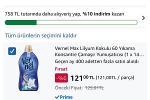 Vernel Max Lilyum Kokulu 60 Yıkama Konsantre Çamaşır Yumuşatıcısı (1 x 1440 mL) — %50 İndirim
