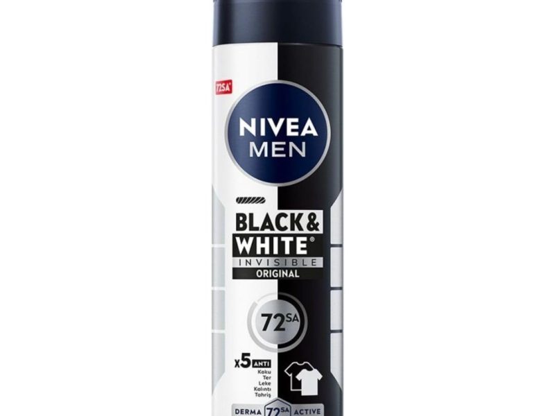 🛍️ NIVEA MEN Erkek Sprey Deodorant Black&White Invisible Original 150 ml,72 Saat Anti Perspirant Terleme ve Ter Kokusuna Karşı Koruma,Kıyafetlerde Leke Karşıtı,Erkeksi Koku,Etil Alkol İçermez — %33 İndirim