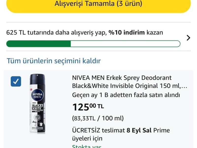 NIVEA MEN Erkek Sprey Deodorant Black&White Invisible Original 150 ml,72 Saat