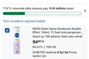 NIVEA Kadın Sprey Deodorant Double Effect 150ml, 72 Saat Anti-perspirant Koruma, Alkolsüz, Pürüzsüz Cilt, Doğal Avokado Özleri
