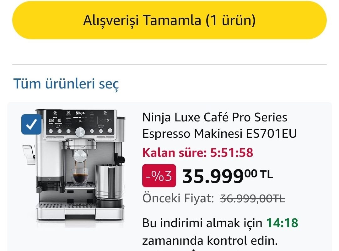 Ninja Luxe Café Pro Series Espresso Makinesi ES701EU — %94 İndirim