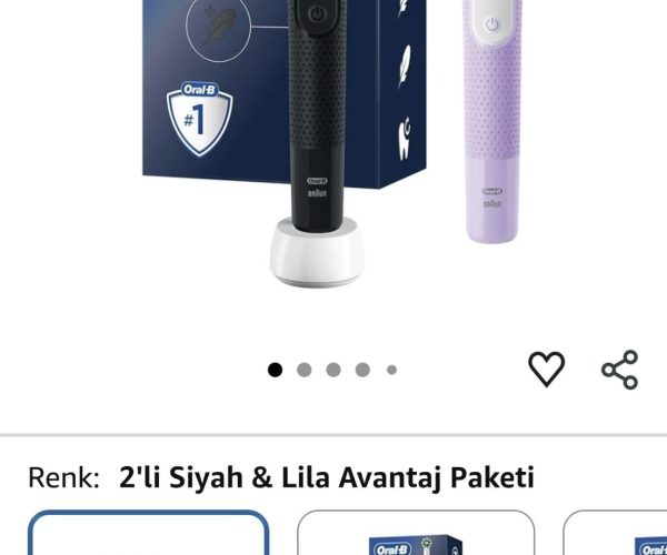 Oral-B Şarjlı/Elektrikli Diş Fırçası Vitality Pro 2’li Siyah&Lila Avantaj Paketi