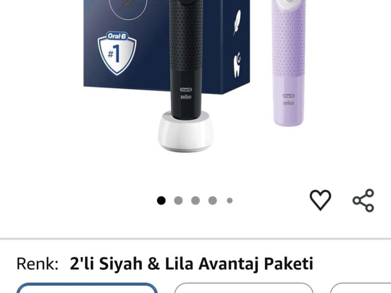 Oral-B Şarjlı/Elektrikli Diş Fırçası Vitality Pro 2’li Siyah&Lila Avantaj Paketi