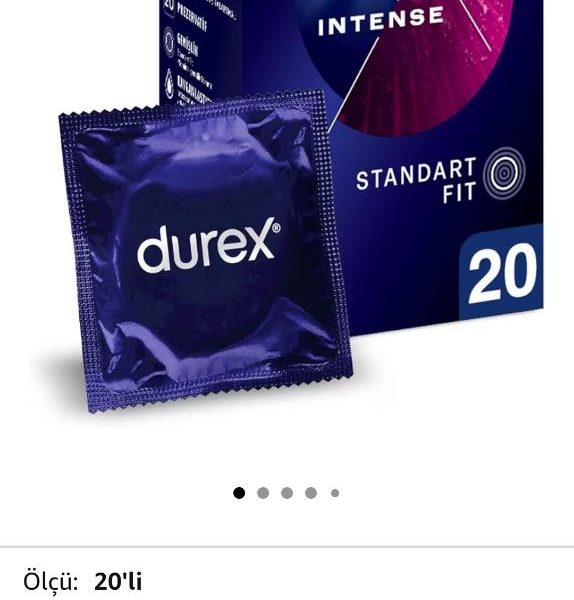 Durex Intense Uyarıcı Jelli Ve Tırtıklı Prezervatif 20’Li (1 x 20 Adet), Kokusuz, Lateks