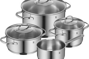 WMF Provence Plus 4 Parça Tencere Seti, İndüksiyon Uyumlu, Cam Kapaklı, Cromargan® Yüksek Kaliteli Parlak Paslanmaz Çelik, Kaplamasız Tencere Seti