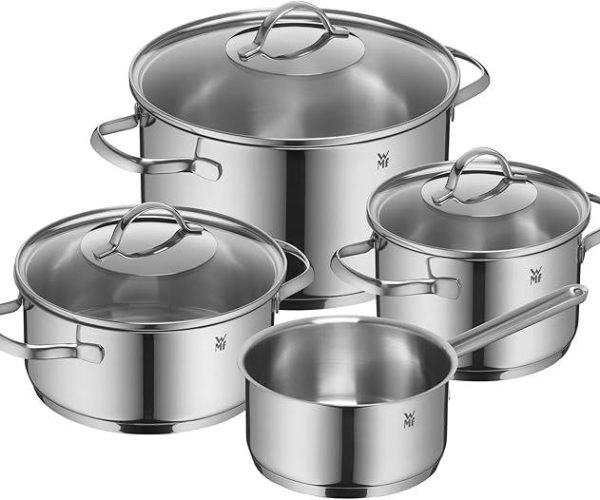 WMF Provence Plus 4 Parça Tencere Seti, İndüksiyon Uyumlu, Cam Kapaklı, Cromargan® Yüksek Kaliteli Parlak Paslanmaz Çelik, Kaplamasız Tencere Seti