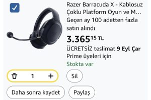 Razer Barracuda X – Kablosuz Çoklu Platform Oyun ve Mobil Kulaklık (SmartSwitch Çift Kablosuz, Ergonomik Tasarım, TriForce 40mm, Kardioid Mikrofon, Kulaklık Üstü Kontroller, 50 saat Pil USB-C) Siyah