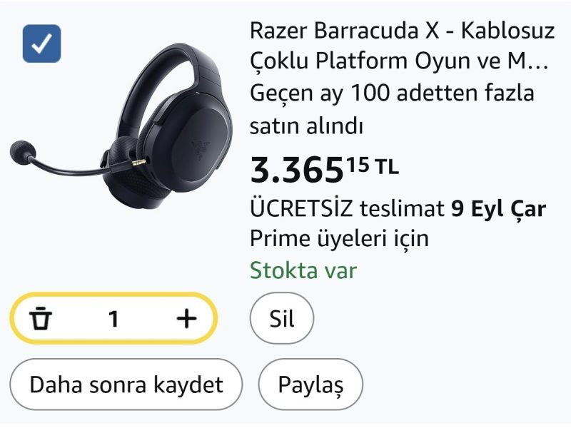 Razer Barracuda X – Kablosuz Çoklu Platform Oyun ve Mobil Kulaklık (SmartSwitch Çift Kablosuz, Ergonomik Tasarım, TriForce 40mm, Kardioid Mikrofon, Kulaklık Üstü Kontroller, 50 saat Pil USB-C) Siyah
