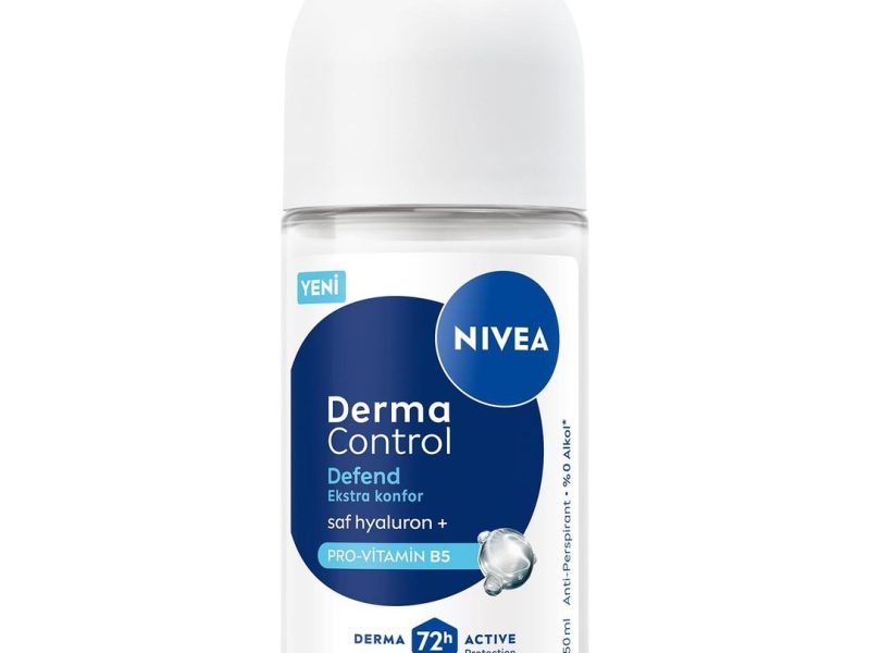 🛍️ NIVEA Kadın Roll on Deodorant Derma Control Defend 50 ml,Tahrişe Karşı Koruma, 72 Saat Anti Perspirant Koruma,Alkolsüz Formül,Hyaluronik Asit, Provitamin B5