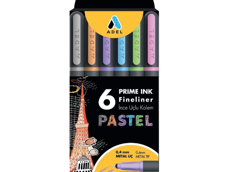 🛍️ ADEL Prime Ink Fineliner 6’lı Pastel Klasik İnce Uçlu Kalem
