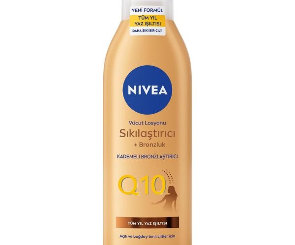 🛍️ NIVEA Q10 Sıkılaştırıcı Ve Bronzlaştırıcı Vücut Losyonu 250ml, Kademeli Doğal Bronzluk, 7 Günde Sıkı Cilt, Açık ve Buğday Tenli Ciltler
