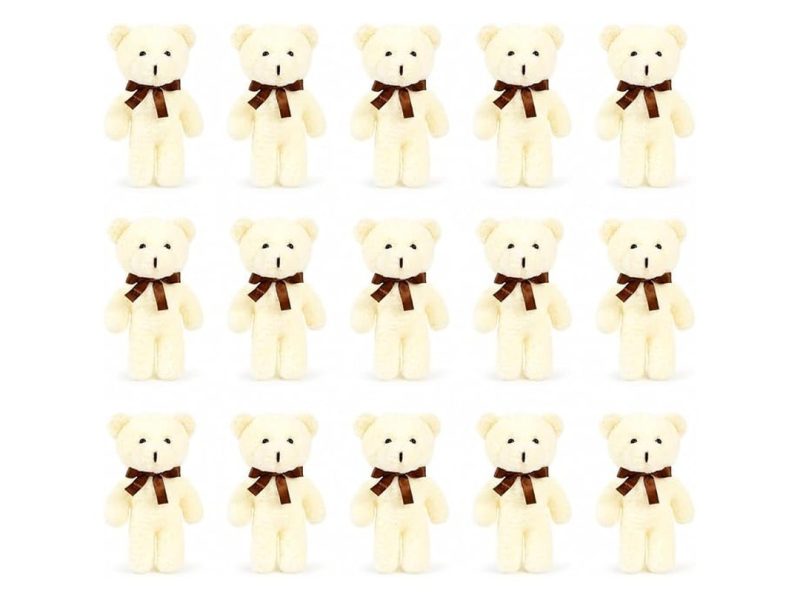 🛍️ Özgüner Oyuncak Mini Peluş Ayıcık 15’li Set 15 cm   Yumuşak Peluş Ayı Oyuncak   Hediyelik Mini Ayıcık Seti (Krem)