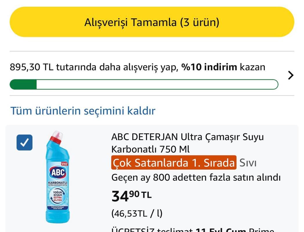 ABC DETERJAN Ultra Çamaşır Suyu Karbonatlı 750 Ml
