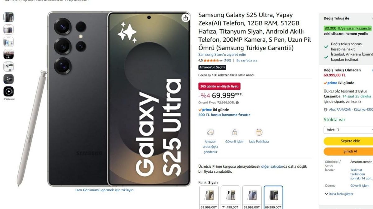 Samsung Galaxy S25 Ultra, Yapay Zeka(AI) Telefon, 12GB RAM, 512GB Hafıza, Titanyum Siyah, Android Akıllı Telefon, 200MP Kamera, S Pen, Uzun Pil Ömrü (Samsung Türkiye Garantili)