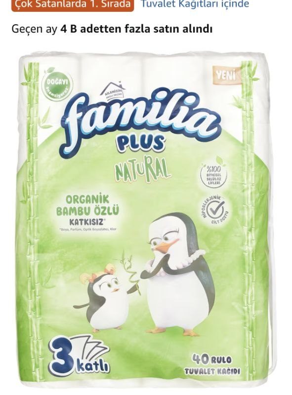 Familia Plus Natural 40’lı Paket Tuvalet Kağıdı