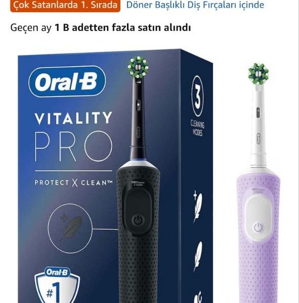 Oral-B Şarjlı/Elektrikli Diş Fırçası Vitality Pro 2Li Siyah&Lila Avantaj Paketi