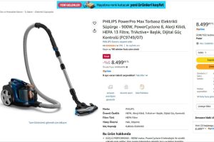 PHILIPS PowerPro Max Torbasız Elektrikli Süpürge – 900W, PowerCyclone 8, Alerji Kilidi, HEPA 13 Filtre, TriActive+ Başlık, Dijital Güç Kontrolü (FC9749/07)