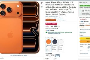 Apple iPhone 17 Pro 512 GB: 120 Hz’e kadar ProMotion teknolojisine sahip 6.3 inç ekran, A19 Pro Çip, Çığır Açıcı Pil Ömrü, Center Stage Ön Kamera özellikli Pro Fusion Kamera Sistemi; Kozmik Turuncu