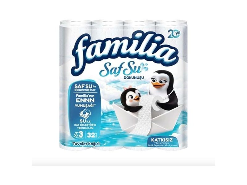 🛍️ FAMILIA Saf Su Dokunuşu Tuvalet Kağıdı 32 Rulo x 3 Adet