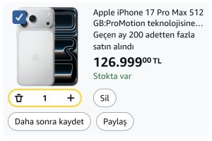 Apple iPhone 17 Pro Max 512 GB:ProMotion teknolojisine sahip 6.9 inç ekran, A19 Pro Çip, Bir iPhone’da Şimdiye Kadarki En İyi Pil Ömrü, Pro Fusion Kamera Sistemi, Center Stage Ön Kamera;Gümüş Rengi