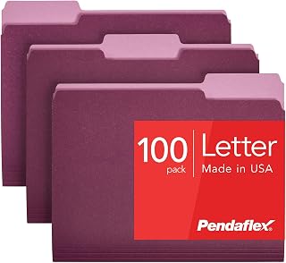 Two-Tone file dosya, 1/3 Cut Top Tab, Letter, Burgundy/Light Burgundy, 100/box