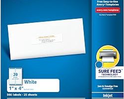 Avery Mürekkep Püskürtmeli Yazıcılar için Sabit Beslemeli Adres Etiketleri, 2,54 cm x 10,16 cm, 500 Etiket, Kalıcı Yapıştırıcı (8161), Beyaz — %22 İndirim | Amazon TR Fırsatı