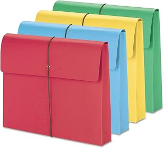 Smead Kapaklı ve kordonlu renkli bölmeli klasör, 5,1 cm uzatma, mektup boyutu, farklı renkler, kutu başına 50 adet (77251)
