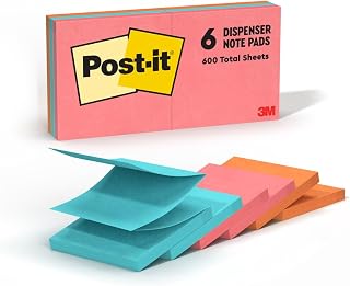 Post-it Pop-Up Notlar, 7,6 x 7,6 cm, 6 Blok, Amerika'n n #1 Favorite Sticky Notes, Cape Town Collection, parlak renkler (macenta, pembe, mavi, ye il), temiz karma, geri d n t r lebilir (R330-12AN)