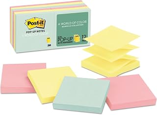 Post-it Pop-up Notlar, 3x3 inç, 12 Ped, Amerika'nın 1 Numaralı Favori Yapışkan Notları, Beachside Café Koleksiyonu, Pastel Renkler, Geri Dönüştürülebilir (R330-12AP)