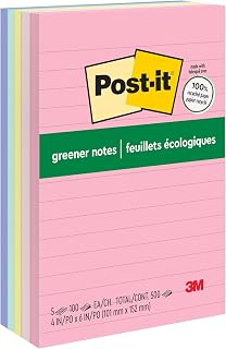 Post-it Greener Notes Helsinki Koleksiyonu, izgili, 10,2 x 15,2 cm, 5 Blok/Paket, 100 Yaprak/Blok (660-RP-A)