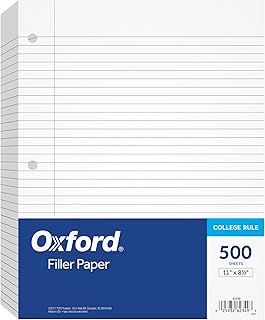 Tops Notebook Filler Kağıdı, College Çizgili, 27,9 x 21,6 cm, 3 Delikli, Ağırlık, Orta Büyüklükte, Beyaz, 500 Yaprak/Paket (62349)
