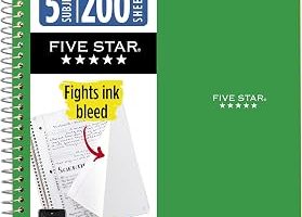 Five Star Spiral Defter + Çalışma Uygulaması, 5 Konu, Kolej Çizgili Kağıt, Mücadele Mürekkep Kanaması, Suya Dayanıklı Kapak, 200 Yaprak, Yeşil (72079) — %42 İndirim | Amazon TR Fırsatı