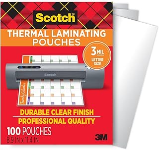 Scotch Thermal Laminator Pouches 3 Mil 100/Pkg-8.9