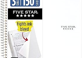 Five Star Spiral Defter + Çalışma Uygulaması, 3 Konu, Kolej Çizgili Kağıt, Mücadele Mürekkep Kanaması, Suya Dayanıklı Kapak, 8-1/2 “x 11”, 150 Yaprak, Beyaz (72464) — %35 İndirim | Amazon TR Fırsatı