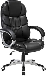SONGMICS Yüksek Arkalıklı Ofis Koltuğu, Yönetici Koltuğu, Masa Koltuğu, Yükseklik Ayarı, Siyah, 67 X 66 X 114 Cm Obg24B