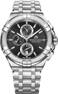 Maurice Lacroix Paslanmaz Çelik Kayışlı Erkekler Analog Kuvars İzle AI1018-SS002-330-1, gümüş, Kronograf