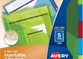 Avery Big Tab 11906 Plastik Ayırma Sayfası, 2 Bölmeli, 5 Çok Renkli Ayırıcı, 24 Set — %35 İndirim | Amazon TR Fırsatı