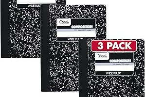 Mead Kompozisyon not defteri, geniş çizgili kağıt, 24 x 19 cm, not defteri başına 100 yaprak, siyah mermer (38301), 3 adet — %35 İndirim | Amazon TR Fırsatı