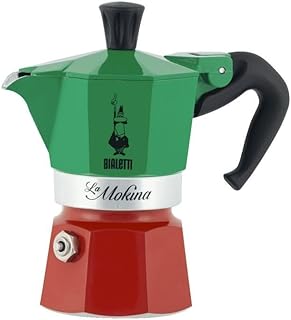 Bialetti - Moka Express Italia: 1 Cup Ocak Üstü Espresso Pişirici - 40ml - Karma Renk - Alüminyum Gövde - Patentli Güvenlik Valfi - Tüm Ocak Türleri İçin Uygundur (İndüksiyon Hariç)