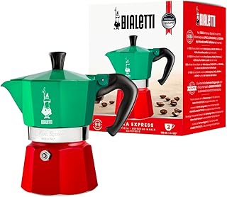 Bialetti - Moka Express Italia: 3 Cups Ocak Üstü Espresso Pişirici - 130ml - Karma Renk - Alüminyum Gövde - Patentli Güvenlik Valfi - Tüm Ocak Türleri İçin Uygundur (İndüksiyon Hariç)