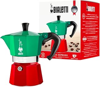Bialetti - Moka Express Italia: 3 Cups Ocak Üstü Espresso Pişirici - 130ml - Karma Renk - Alüminyum Gövde - Patentli Güvenlik Valfi - Tüm Ocak Türleri İçin Uygundur (İndüksiyon Hariç)