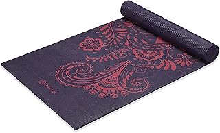 Gaiam Yoga Matı Premium Baskı Ekstra Kalın Kaymaz Antrenman Matı Her Türlü Yoga, Pilates & Zemin Egzersizleri için, Patlıcan Girdap, 6 mm