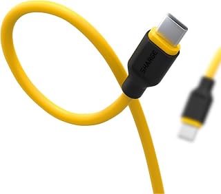 Shargeek SL104 100W Yüksek Elastik USB-C - USB-C Kablosu, 1.5 Metre Uzunluk, Sarı