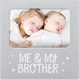 tiny ideas Me and My Brother Resim Çerçevesi, Kardeş Hatıra, İdeal Big Brother Hediyesi, Duş Hediyesi ve Cinsiyet Nötr Çocuk Odası Dekoru, Gri