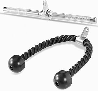 Yes4All Çok Seçenekli Ağırlık Kaldırma için Deluxe Cable LAT Çekme Eklentileri: Kombo Tricep Halat, Düz Bar, V Bar, Tek Tricep Halat & Tekli D Saplı Lat Makine Bağlantısı