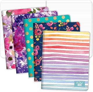 Elan Publishing Company Assorted Pattern Field Memo Notebooks, 8x10 in Lined Office Notepads for Nurses, Teachers, and Students - Small and Easy to Carry Pocketbook, Quick Note Taking, 5 Pack